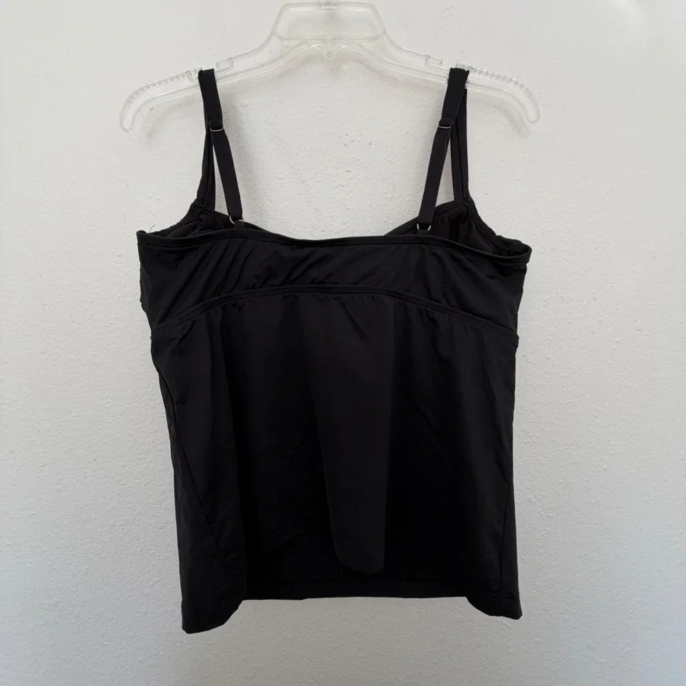 Bisou Bisou Michele Bohbot Swim Tankini Top Black Ruched Empire Waist Womens D/D